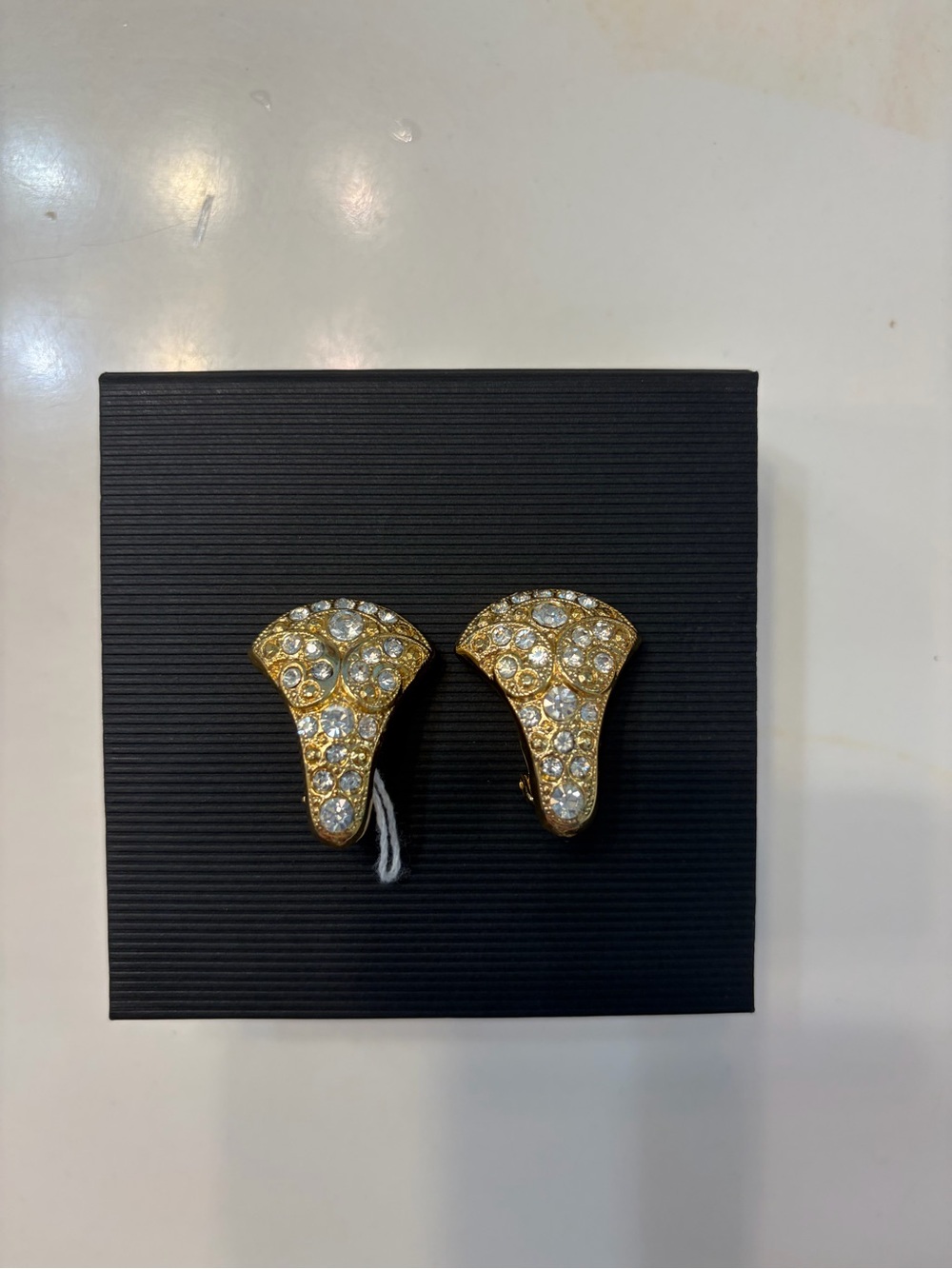 Gold Crystal Clip-On Earrings - Elegant Sparkle